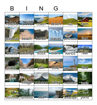 Natural features Bingo Card