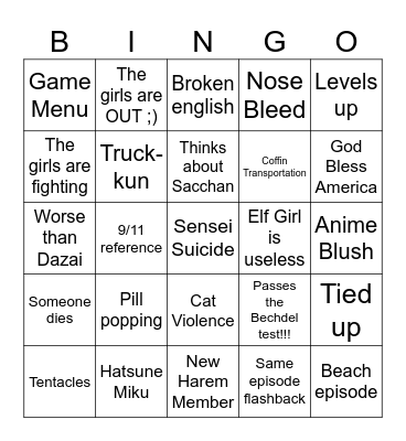Isekai Shikkaku Bingo Card