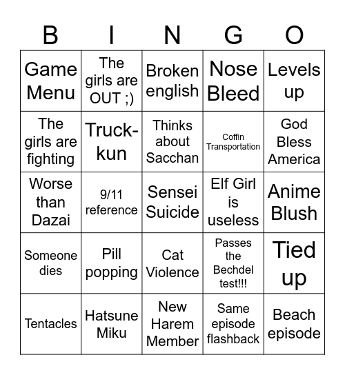 Isekai Shikkaku Bingo Card