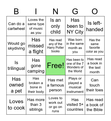 IFC KICKOFF: "Find someone who..." Bingo Card