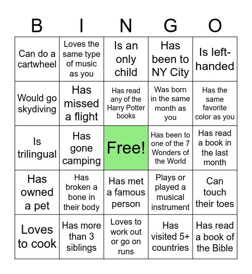 IFC KICKOFF: "Find someone who..." Bingo Card