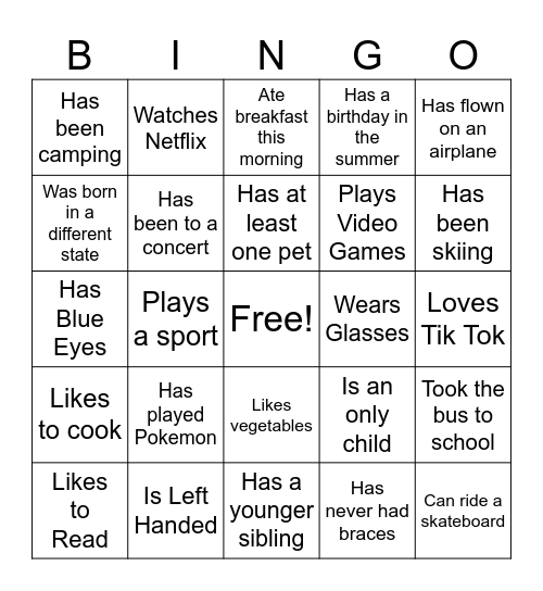 Human Bingo Card