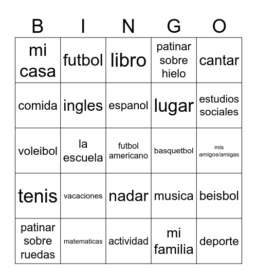 Me gusta Bingo Card