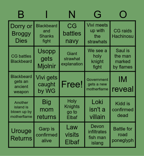 Elbaf Bingo Card