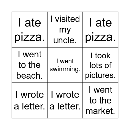 Bingo! Bingo Card