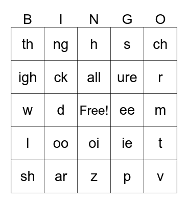 Phonics Bingo! Bingo Card