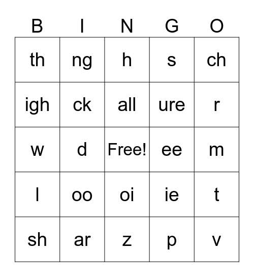 Phonics Bingo! Bingo Card