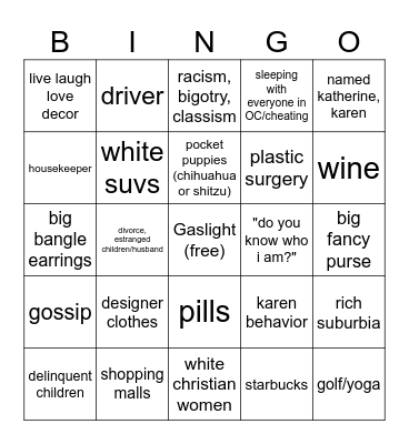RHOC Bingo Card