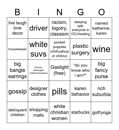 RHOC Bingo Card