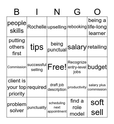 Ch. 31 On the Job Bingo Card