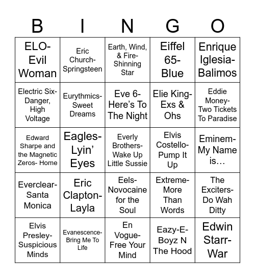 Radio Bingo "E"nuff Already Bingo Card