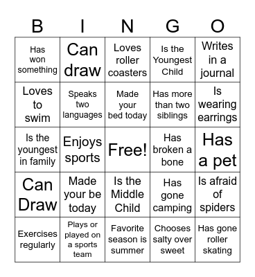 Get to Know You Bingo Card