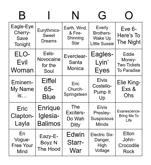 Radio Bingo "E"nuff Already Bingo Card