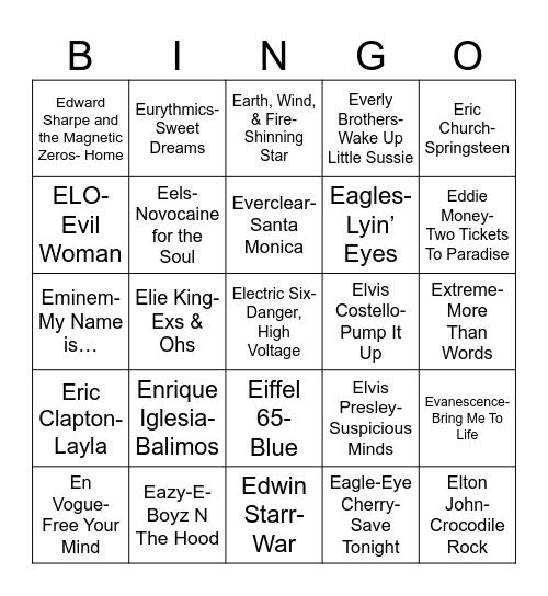 Radio Bingo "E"nuff Already Bingo Card