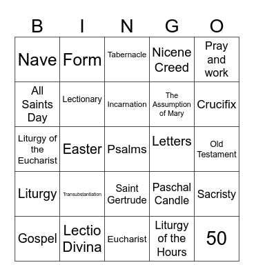 Theology 10 - Mixed Review 2024-2025 Bingo Card
