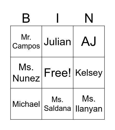 Red Group Bingo Card