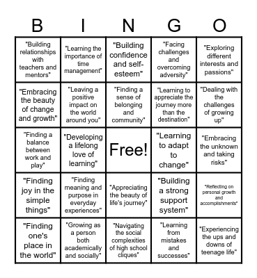 JOURNEY BINGO Card