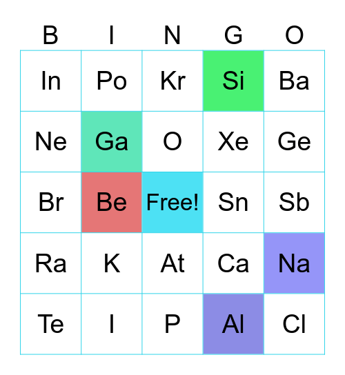 บิงโกตารางธาตุ Bingo Card