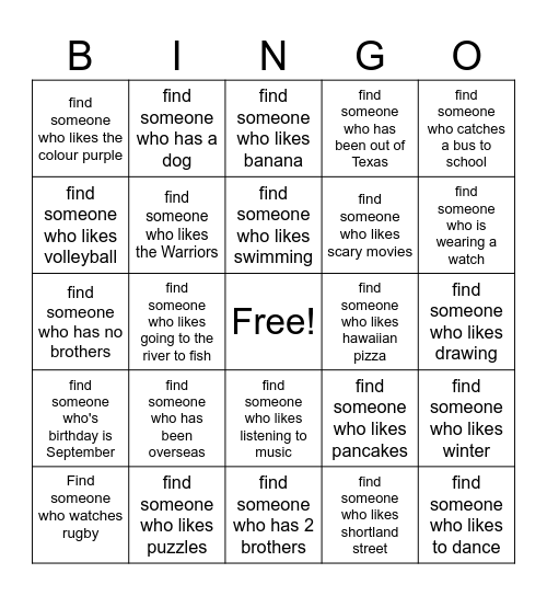 Get to Know You BINGO! Bingo Card