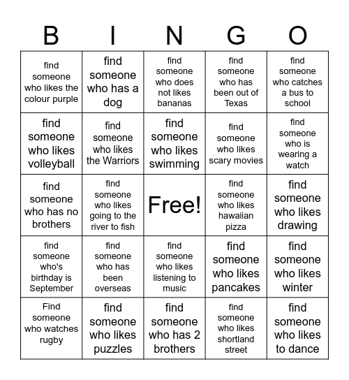 Get to Know You BINGO! Bingo Card