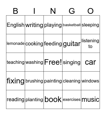 What are you doing? Bingo Card