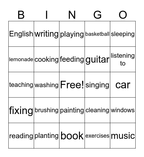 What are you doing? Bingo Card