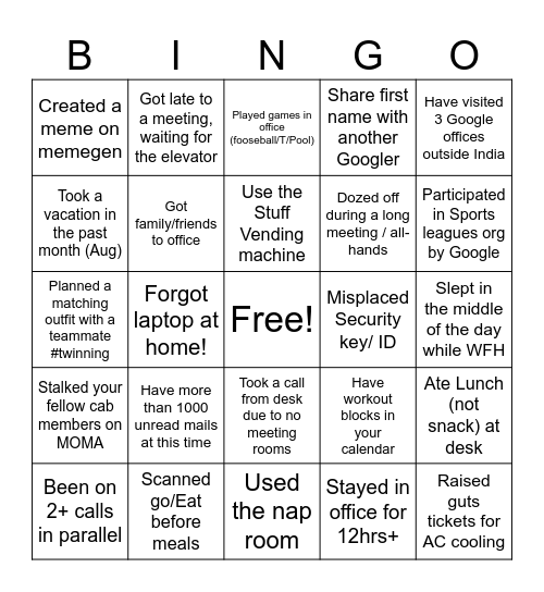 Untitled Bingo Card