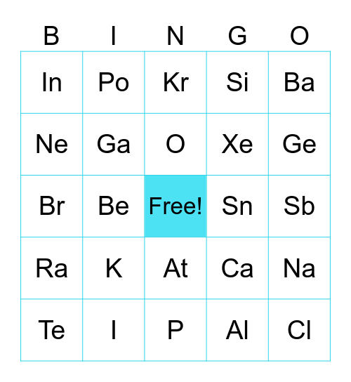 บิงโกตารางธาตุ Bingo Card