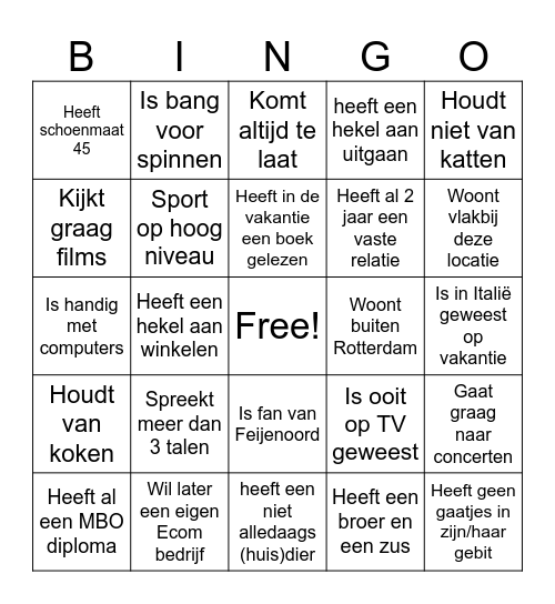 E-commerce opleiding Bingo Card