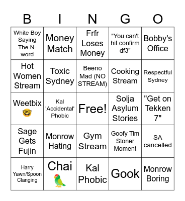 Bois Bingo Card