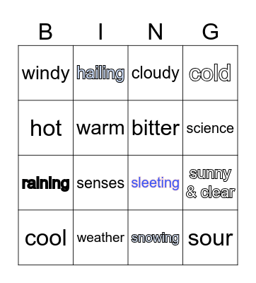 Weather Bingo Card