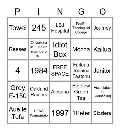 Fuamaila Soa Jr. Bingo Card