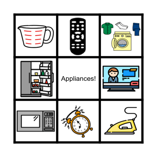 Appliance Matching! Bingo Card