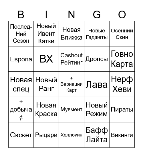 4 season THE FINALS bingo Card