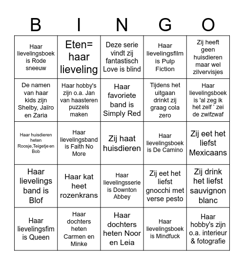 O&A Bingo Card