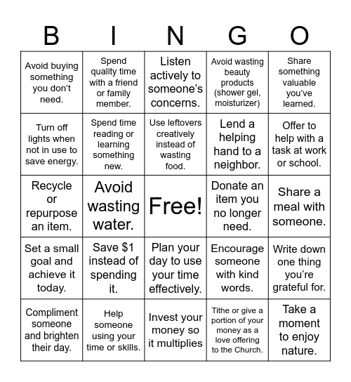 STEWARDSHIP Bingo Card