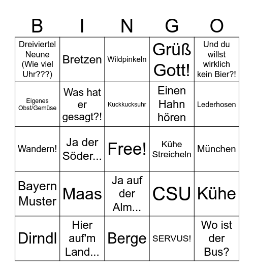 Bayern Bingo Card