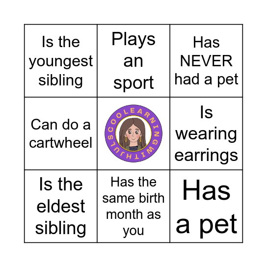 Learning with Juls Human Bingo Card