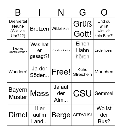 Bayern Bingo Card