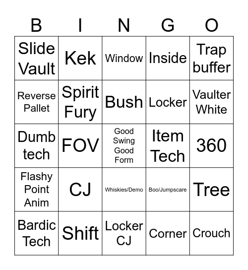 DBD Tech Bingo Card