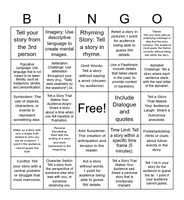 Summer Recall Bingo Card