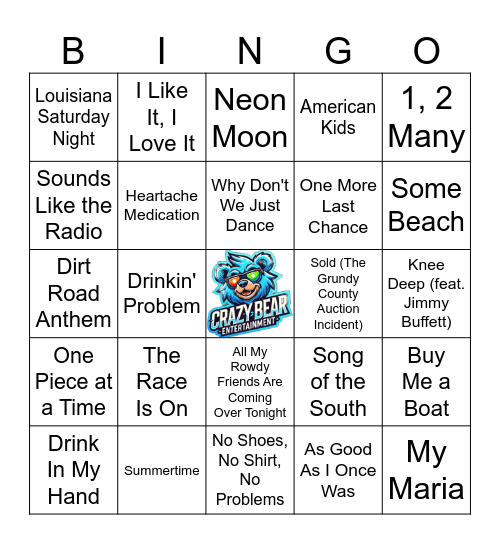 Mixed Country Bingo Card
