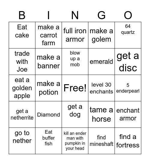 Hesho bingo Card