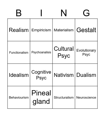 Psych history bingo Card