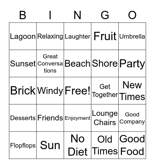 Girls Day Out Bingo Card