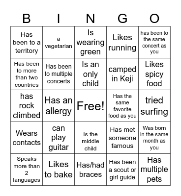 Icebreaker Bingo: Find Someone Who Bingo Card
