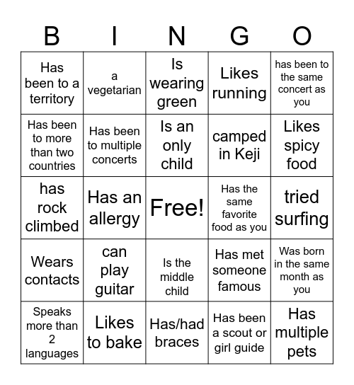 Icebreaker Bingo: Find Someone Who Bingo Card