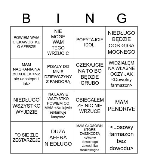 MARCOŃ FARMAZON Bingo Card