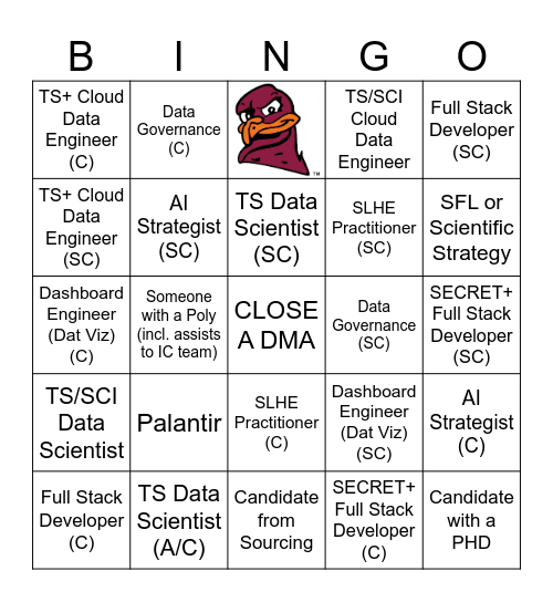 S&A Bingo Card