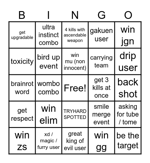 ia advanced bingo Card